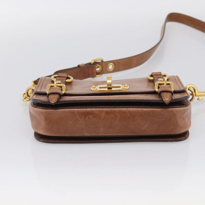 Miu Miu Shoulder Leather, Brown, Leather, Shoulder Bag