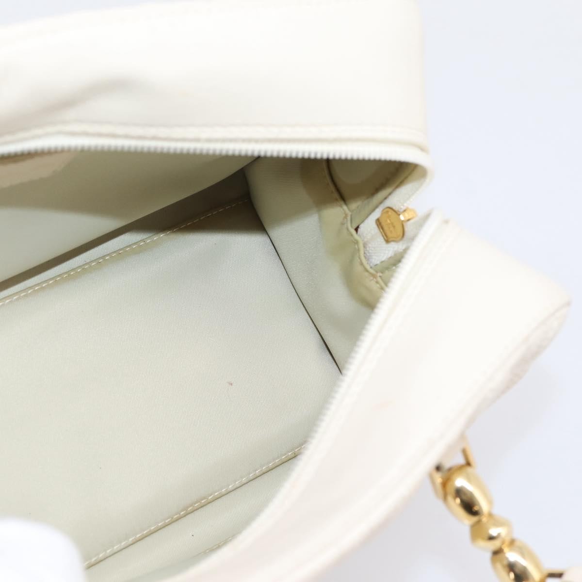 Christian Dior Vintage Leather, White, Leather, Tote Bag