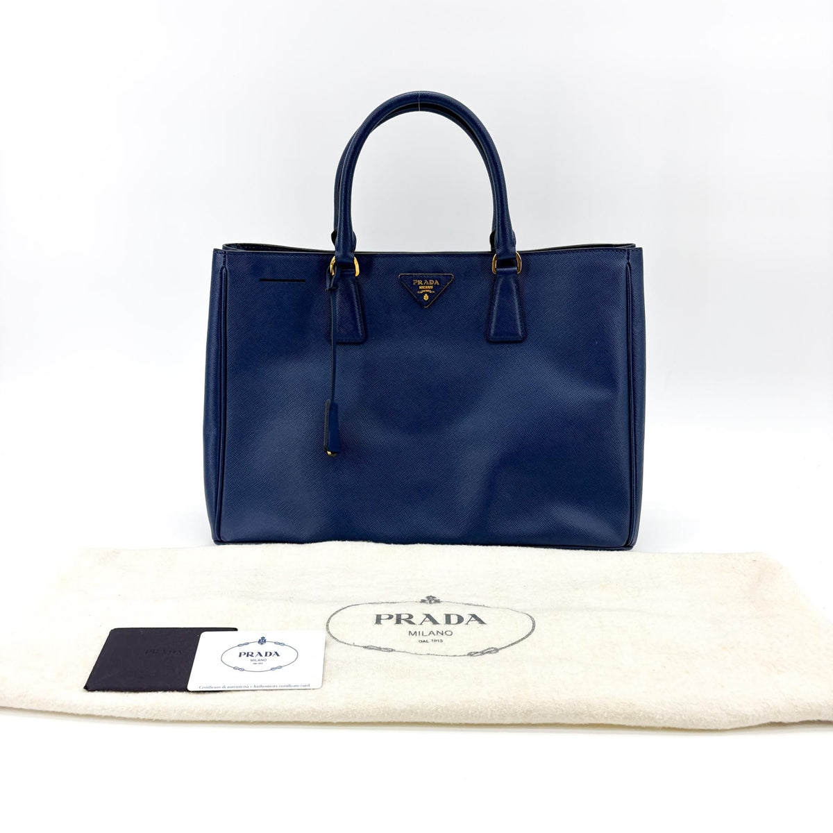 Prada Lux Open Saffiano Leather, Blue, Leather, Tote Bag