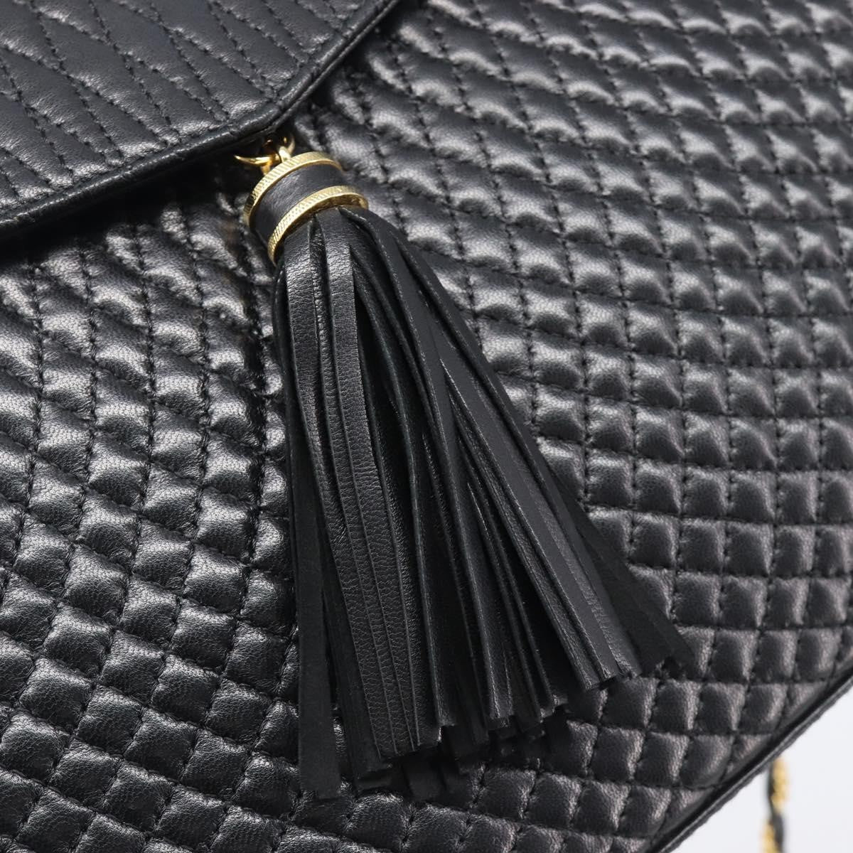 Bally Vintage Chain Quilted Leather, Black, Leather, Shoulder Bag