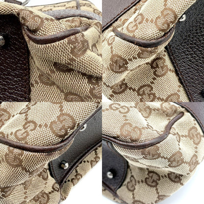 Gucci Vintage Ring Tote GG Canvas with Leather, Brown, Canvas, Tote Bag