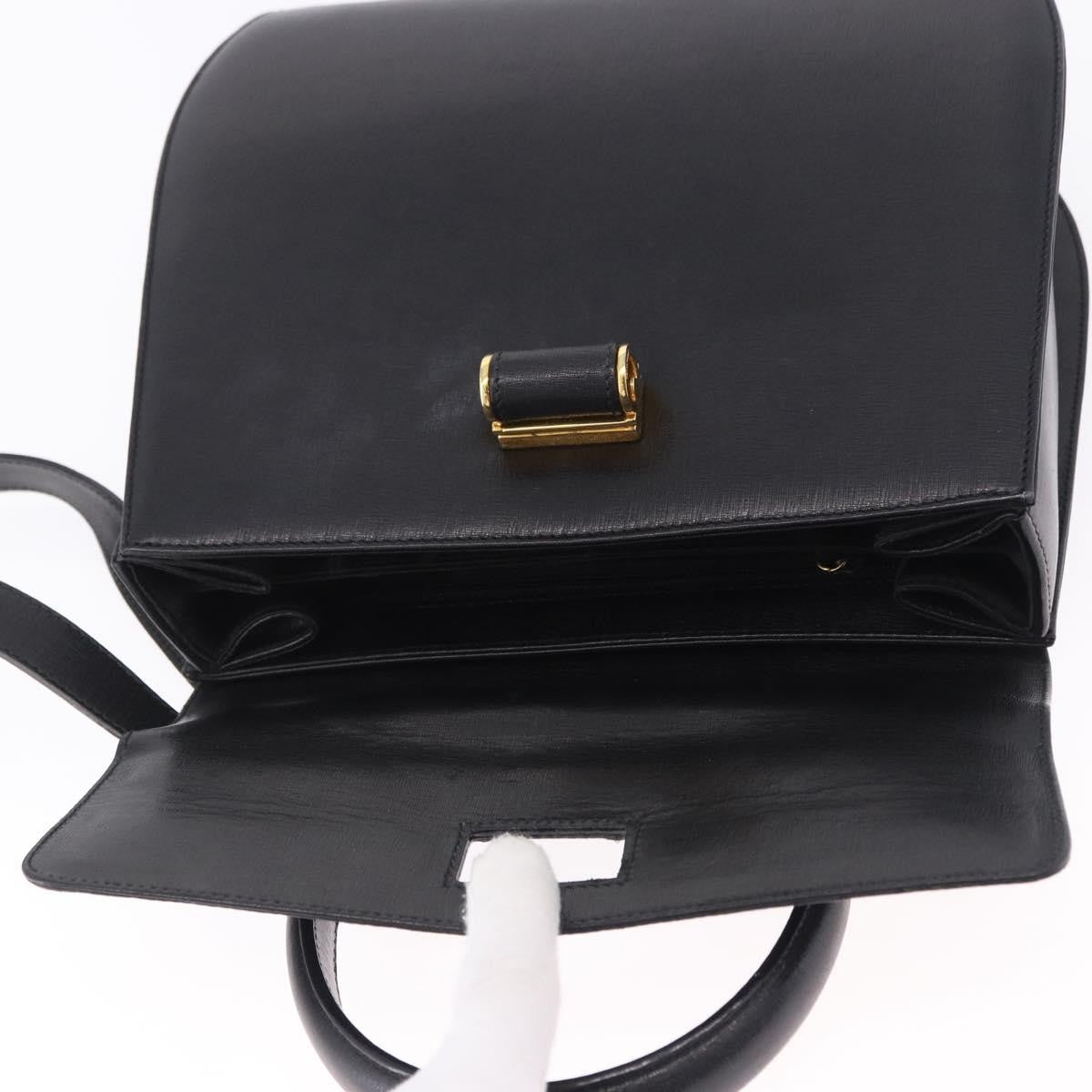 Salvatore Ferragamo Gancini Leather, Black, Leather, Handbag
