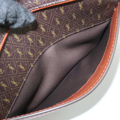 Saint Laurent Le Monogramme Camera Monogram All Over Coated Canvas and Leather, Brown, Canvas, Handbag