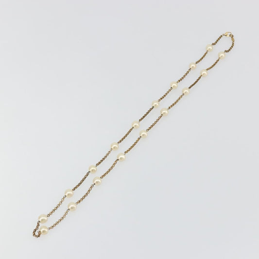 Chanel Pearl Station Metal and Faux Pearl, Gold, Metal, Necklace