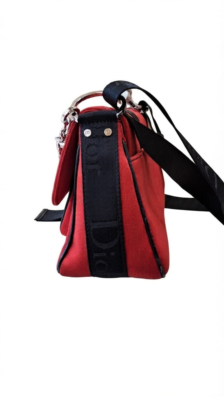Christian Dior Hardcore Flap Canvas, Red, Canvas, Handbag