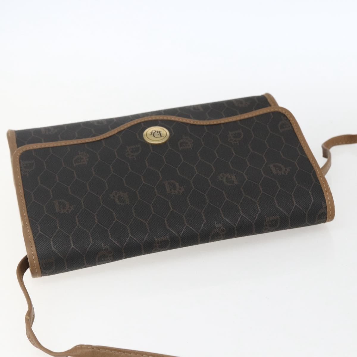 Christian Dior Vintage Honeycomb Flap Canvas and Leather, Black, Canvas, Shoulder Bag