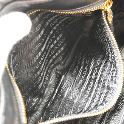 Prada Gaufre Chain Flap Nappa Leather, Black, Nylon, Shoulder Bag