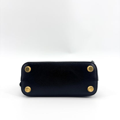Balenciaga Logo Ville Leather, Black, Leather, Handbag