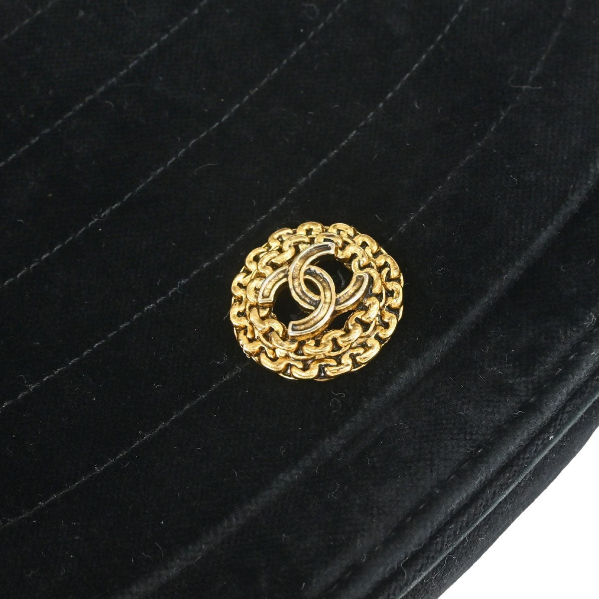 Chanel Vintage Crescent Flap Horizontal Quilted Velvet, Black, Velvet, Shoulder Bag