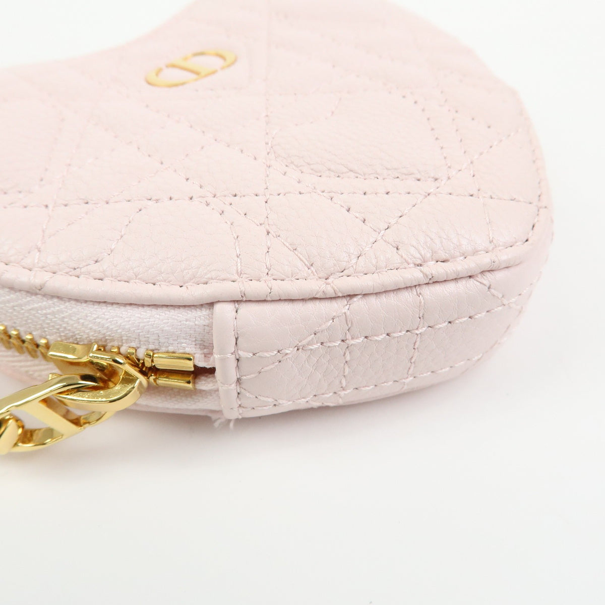 Christian Dior DiorAmour Caro Heart Pouch with Chain Cannage Quilt Calfskin, Pink, Leather, Clutch
