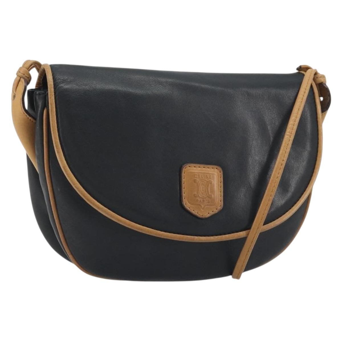 Celine Vintage Leather, Black, Leather, Shoulder Bag