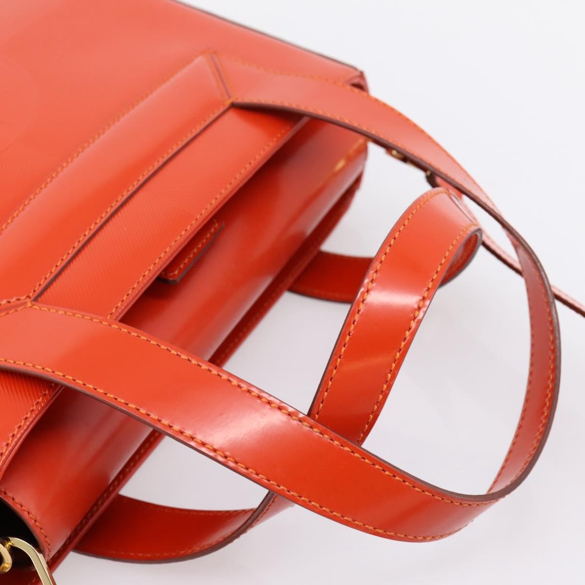 Celine Top Handle Leather, Orange, Leather, Handbag