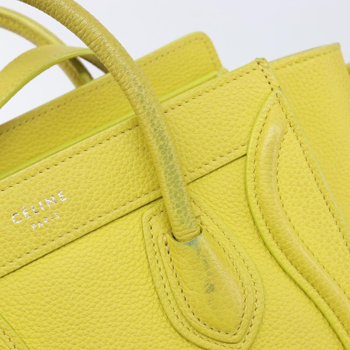Celine Luggage Grainy Leather, Yellow, Leather, Handbag