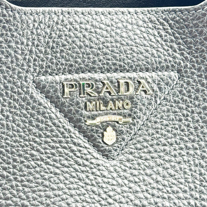 Prada Flou Dynamique Open Vitello Daino, Black, Leather, Tote Bag