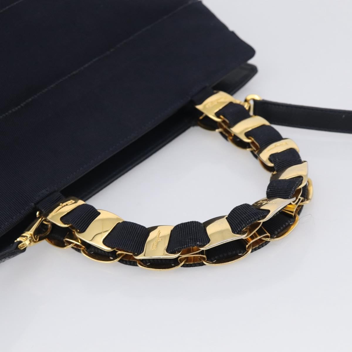 Salvatore Ferragamo Vala Canvas, Navy, Canvas, Shoulder Bag