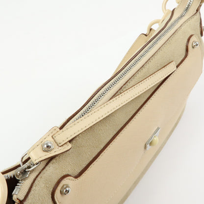 Salvatore Ferragamo Gancini Suede, Beige, Suede, Crossbody Bag