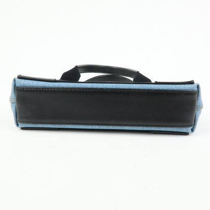 Balenciaga Navy Cabas Coated Denim with Leather, Blue, PVC, Tote Bag