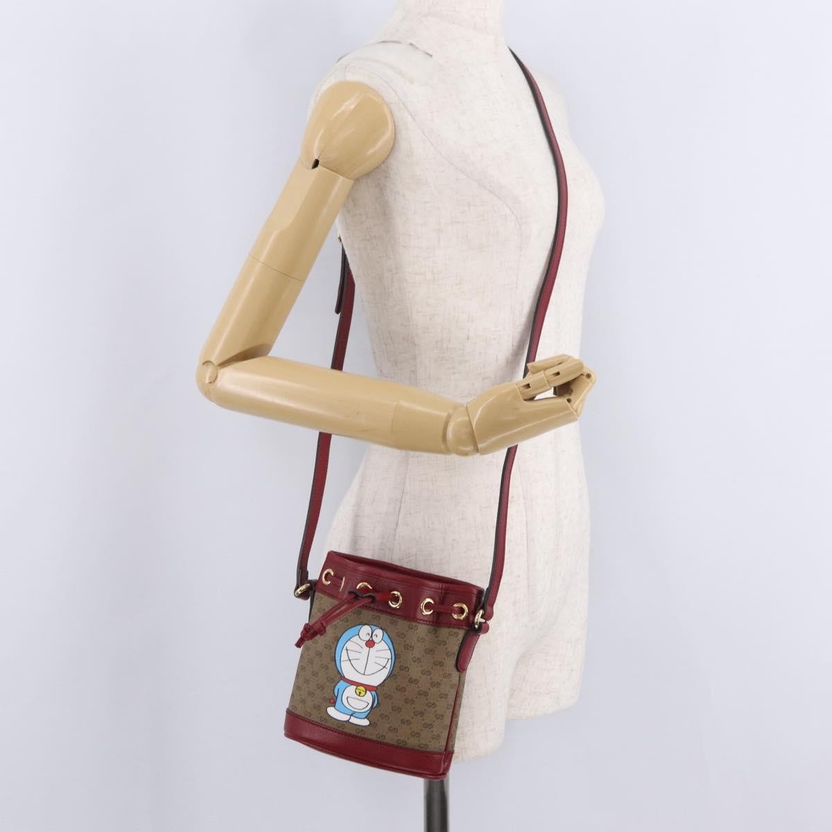 Gucci Doraemon Bucket Printed Mini GG Coated Canvas, Beige, Canvas, Handbag