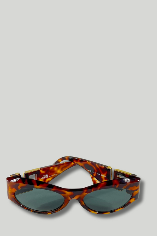 Gianni Versace 1990s Greek Key Tortoise Sunglasses