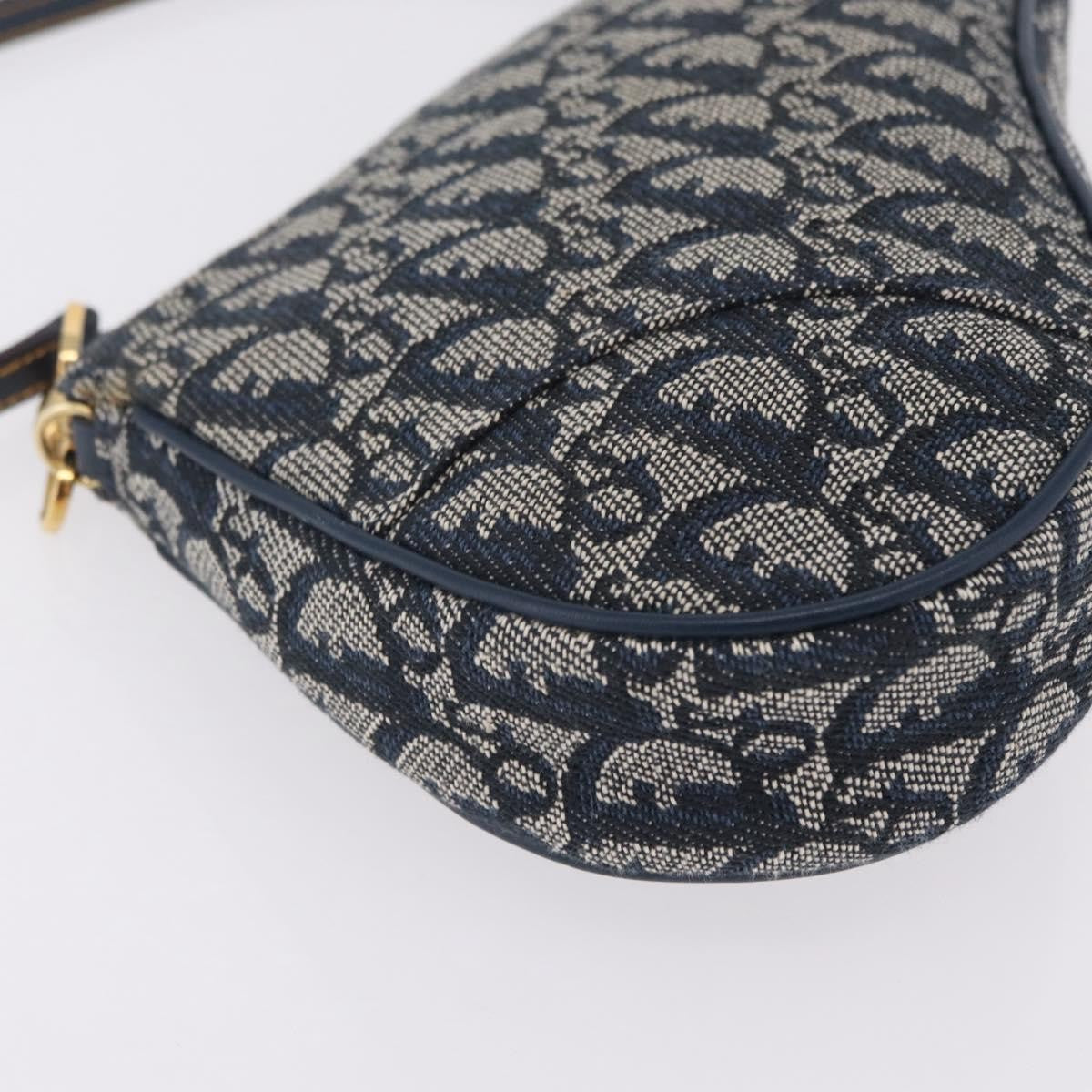 Christian Dior Vintage Saddle Bag Canvas, Navy, Canvas, Clutch