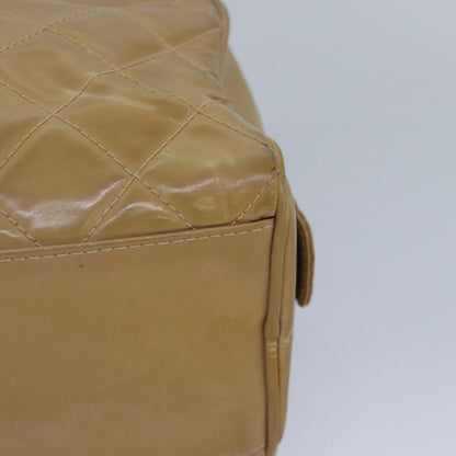 Chanel Square Stitch Toiletry Lambskin, Beige, Leather, Clutch
