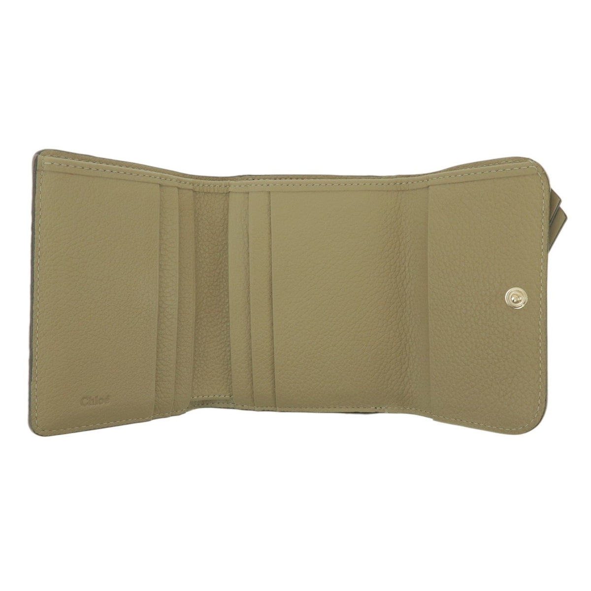Chloe Alphabet Trifold Leather, Khaki, Leather, Wallet