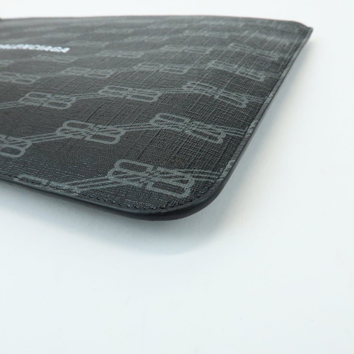 Balenciaga Signature Pouch Monogram PVC Leather, Black, Canvas, Clutch