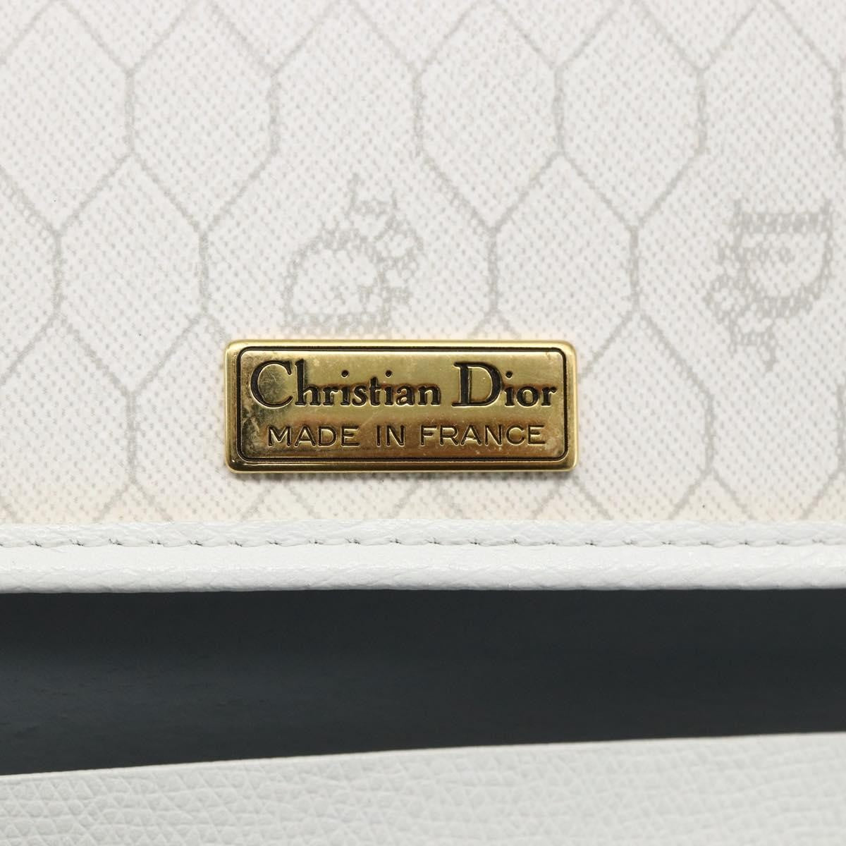 Christian Dior Vintage Honeycomb Canvas, White, Canvas, Shoulder Bag