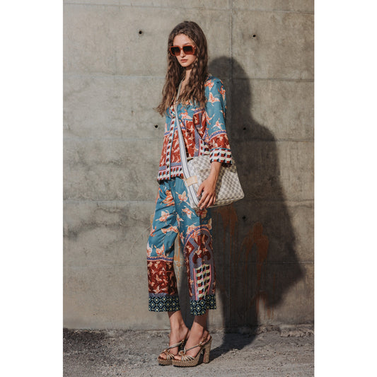 F.R.S. For Restless Sleepers Silk Printed Two-Piece Pant Set