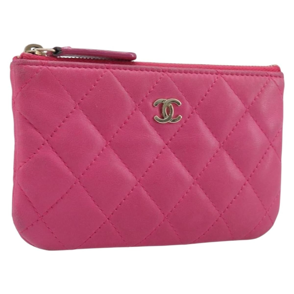 Chanel CC Zip Coin Purse Quilted Lambskin, Pink, Leather, Wallet
