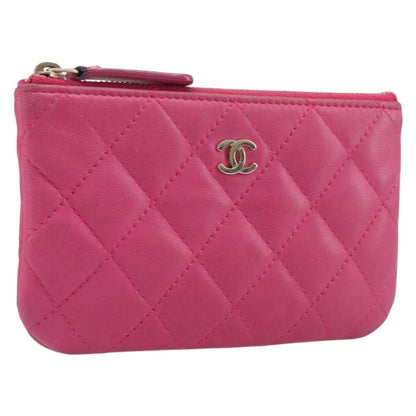 Chanel CC Zip Coin Purse Quilted Lambskin, Pink, Leather, Wallet