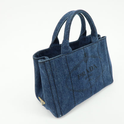 Prada Canapa Convertible Denim, Blue, Denim, Tote Bag