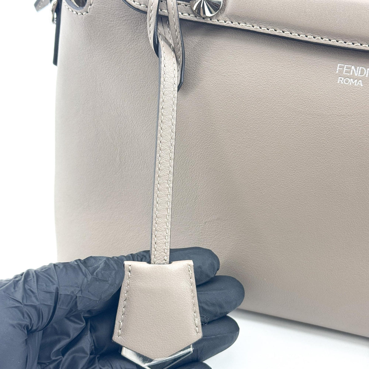 Fendi By The Way Satchel Calfskin, Gray, Calfskin, Handbag