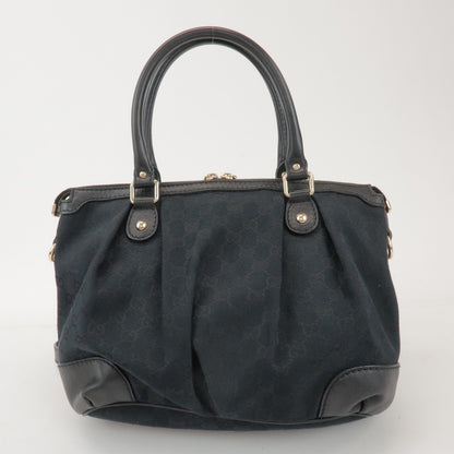 Gucci Sukey Top Handle Satchel GG Canvas with Leather, Black, Canvas, Handbag