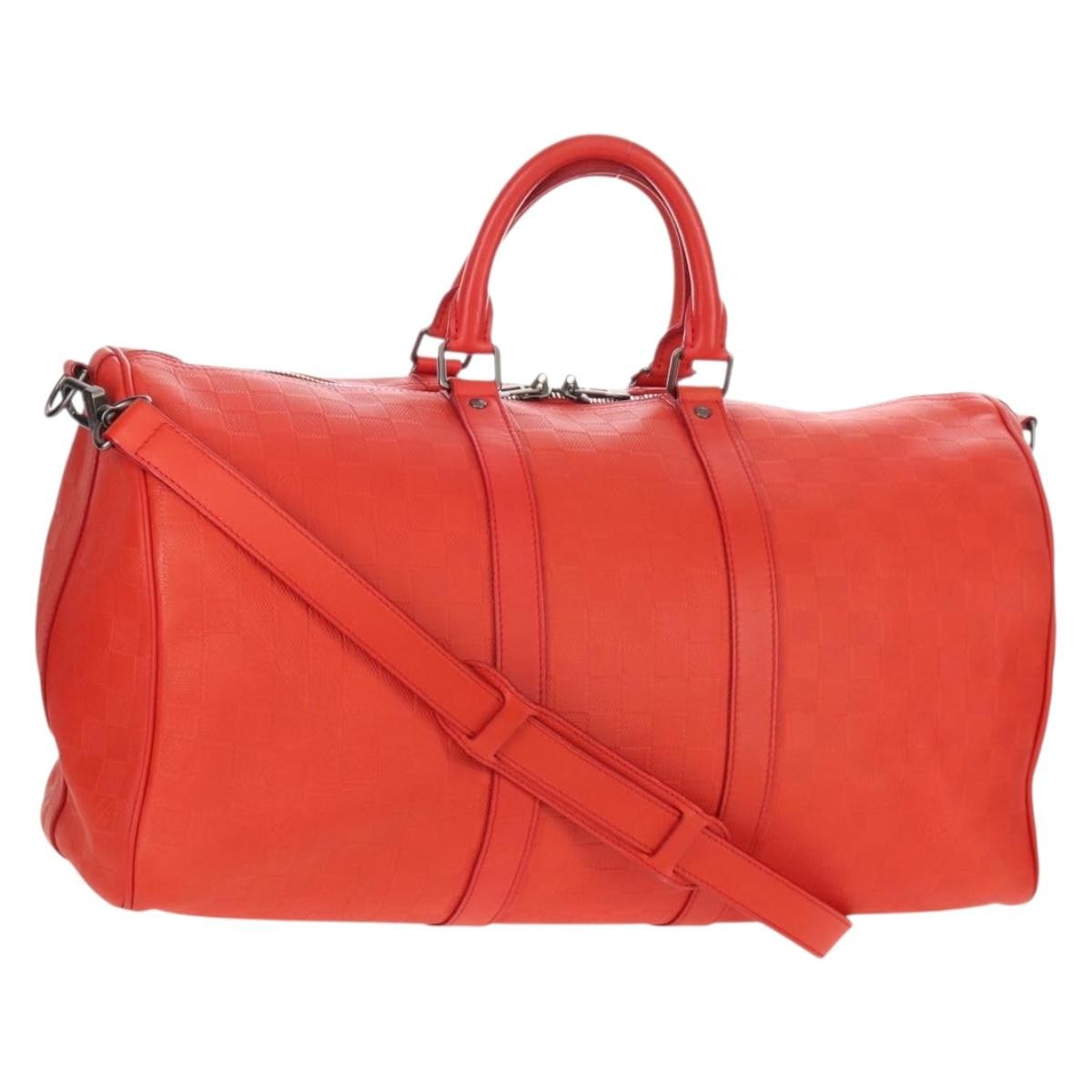 Louis Vuitton Keepall Bandouliere Damier Infini Leather, Red, Leather, Travel Bag