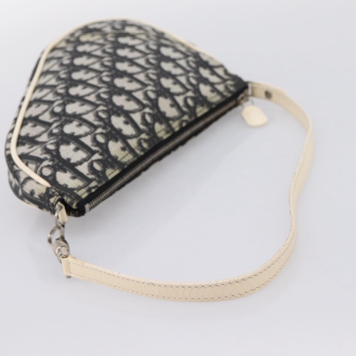 Christian Dior Vintage Saddle Diorissimo Canvas, Gray, Canvas, Handbag