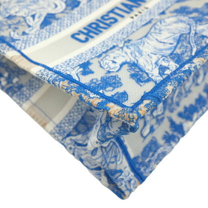 Christian Dior Book Tote Embroidered Canvas, Blue, Canvas, Tote Bag