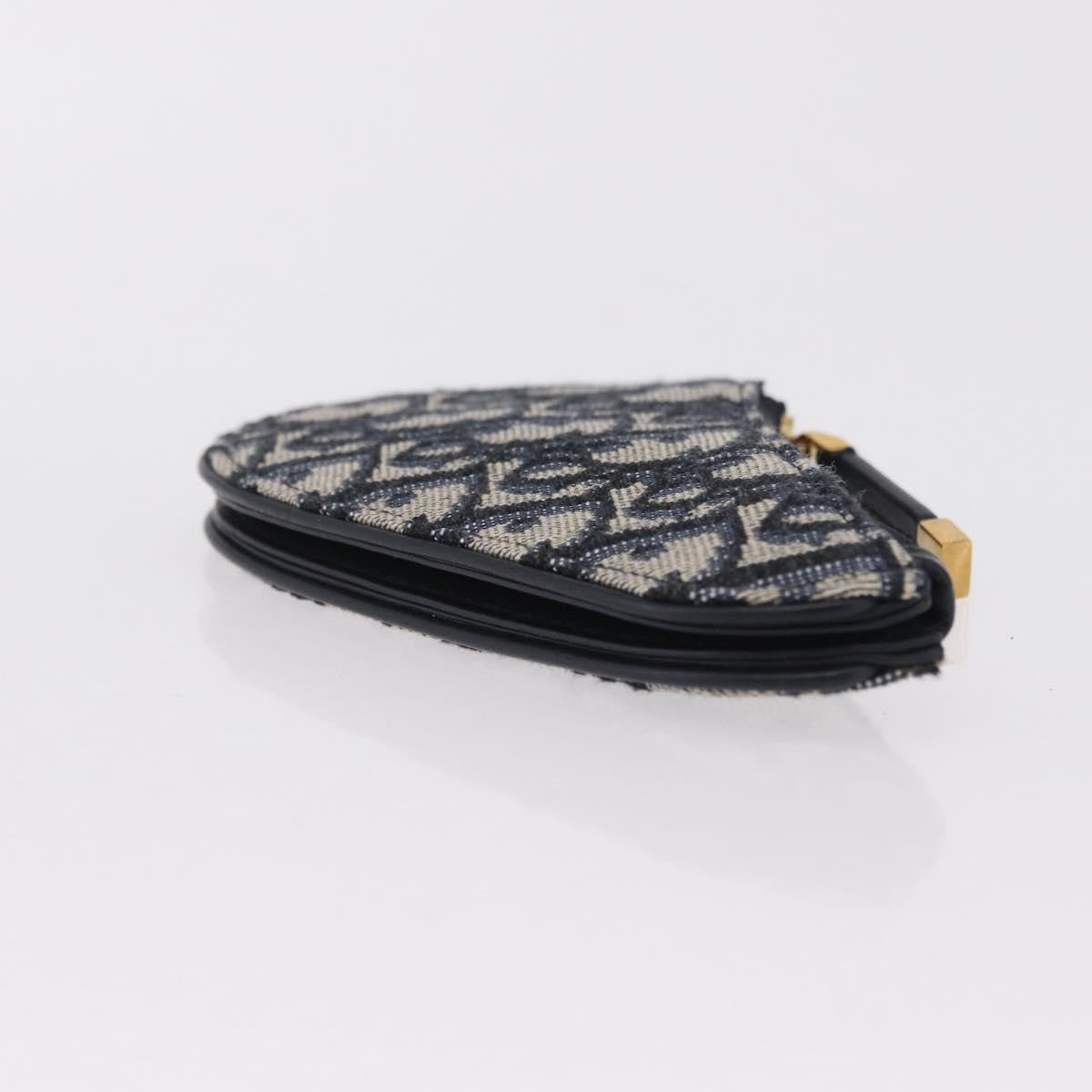 Christian Dior Vintage Saddle Zip Coin Purse Diorissimo Canvas, Navy, Canvas, Clutch