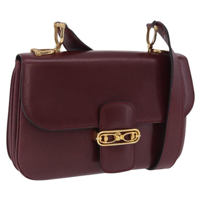Celine Shoulder Leather, Burgundy, Leather, Shoulder Bag