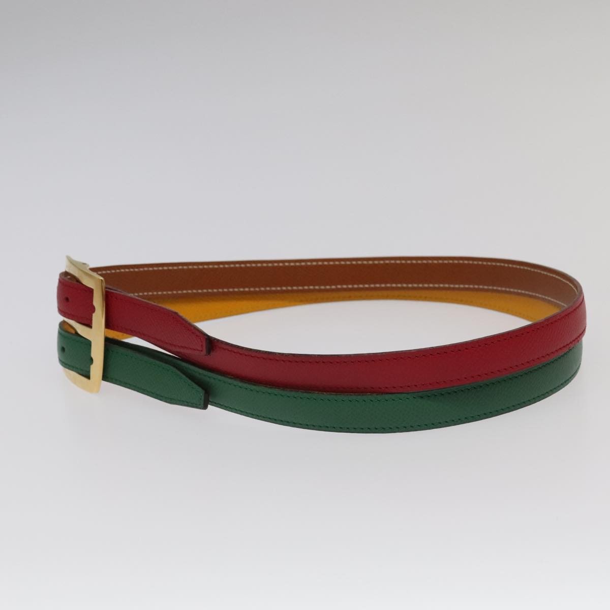 Hermes Double Hole Buckle Belt Metal and Leather, Multicolour, Leather, Belt