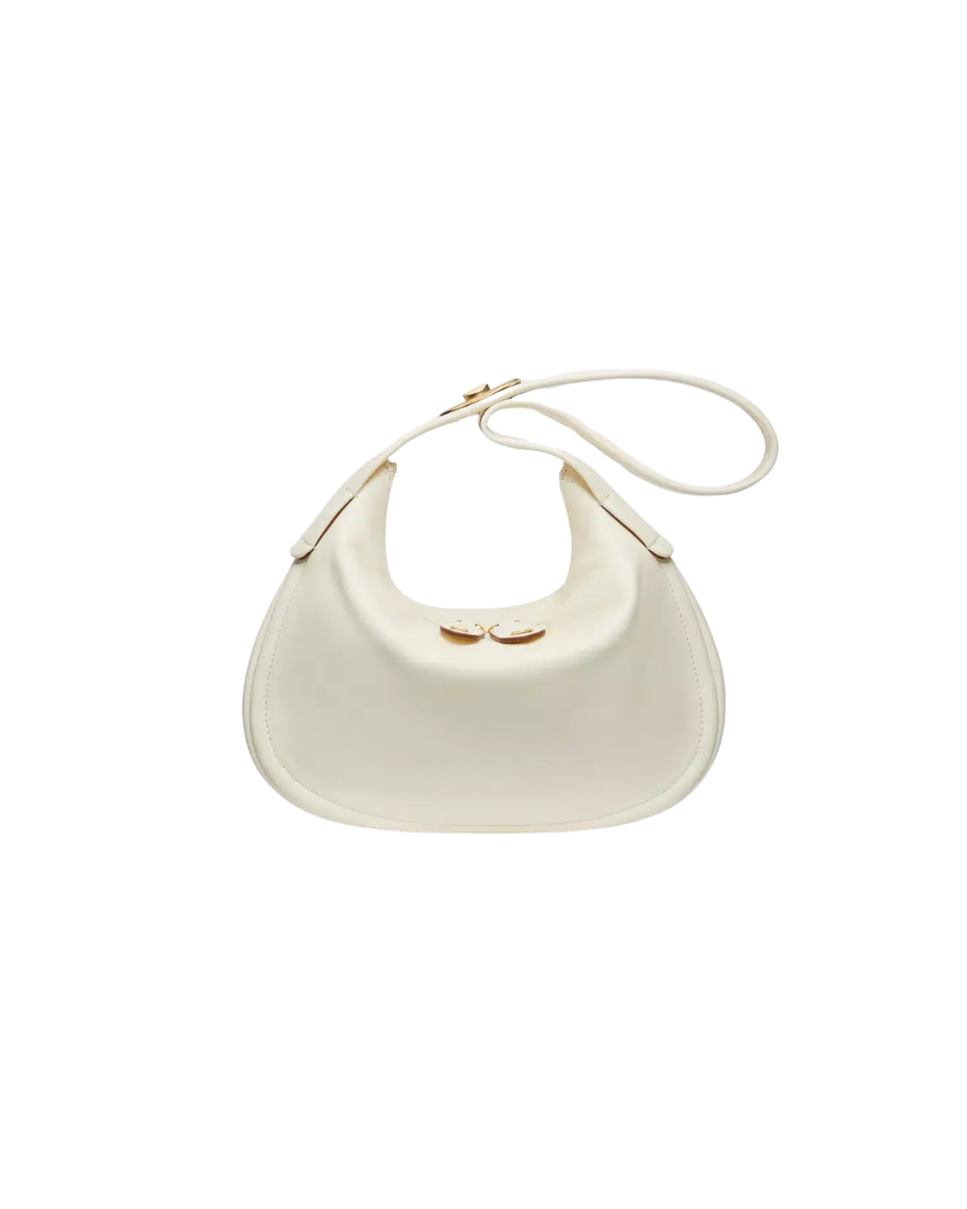 Valentino Garavani Ruffle Shoulder Bag Leather, White, Leather, Shoulder Bag