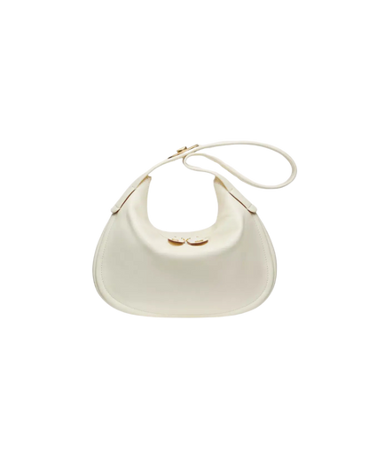 Valentino Garavani Ruffle Shoulder Bag Leather, White, Leather, Shoulder Bag