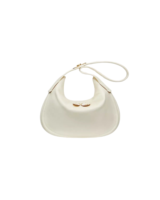 Valentino Garavani Ruffle Shoulder Bag Leather, White, Leather, Shoulder Bag