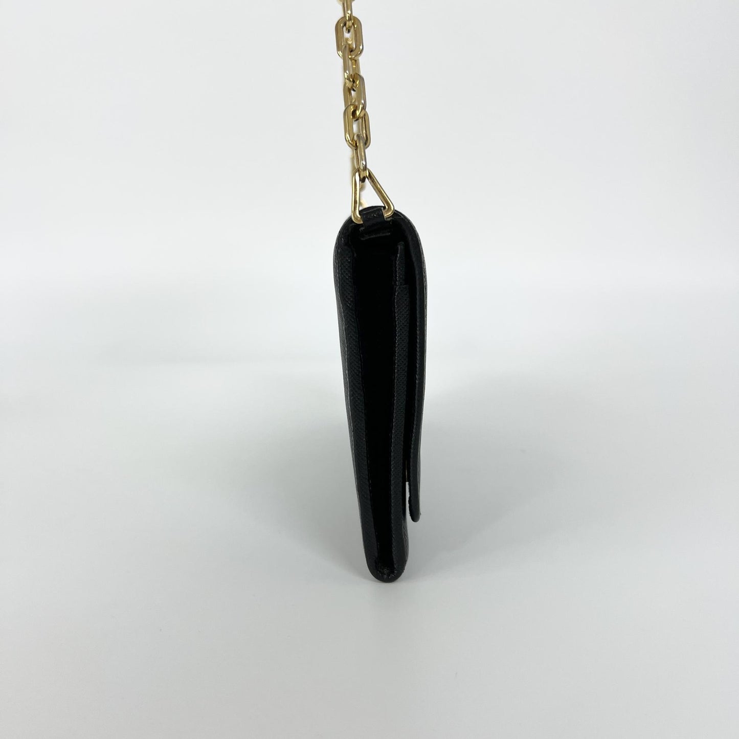 Prada Wallet on Chain Saffiano, Black, Leather, Shoulder Bag