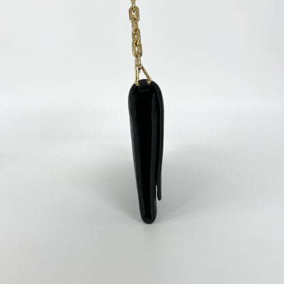 Prada Wallet on Chain Saffiano, Black, Leather, Shoulder Bag