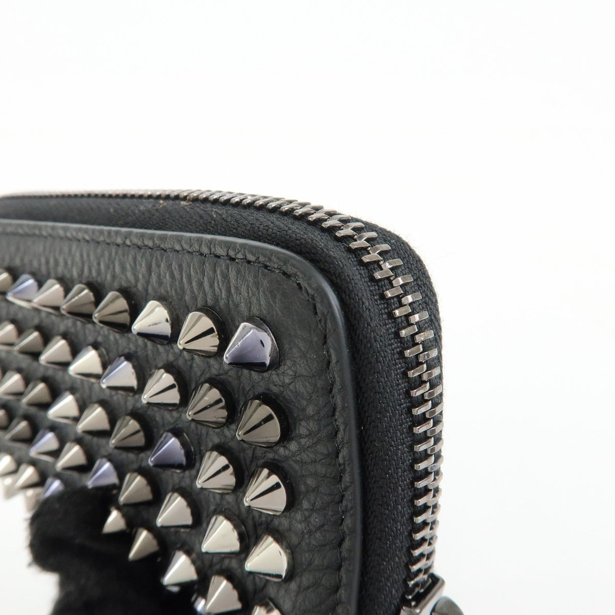 Christian Louboutin Panettone Coin Purse Spiked Leather, Black, Leather, Wallet