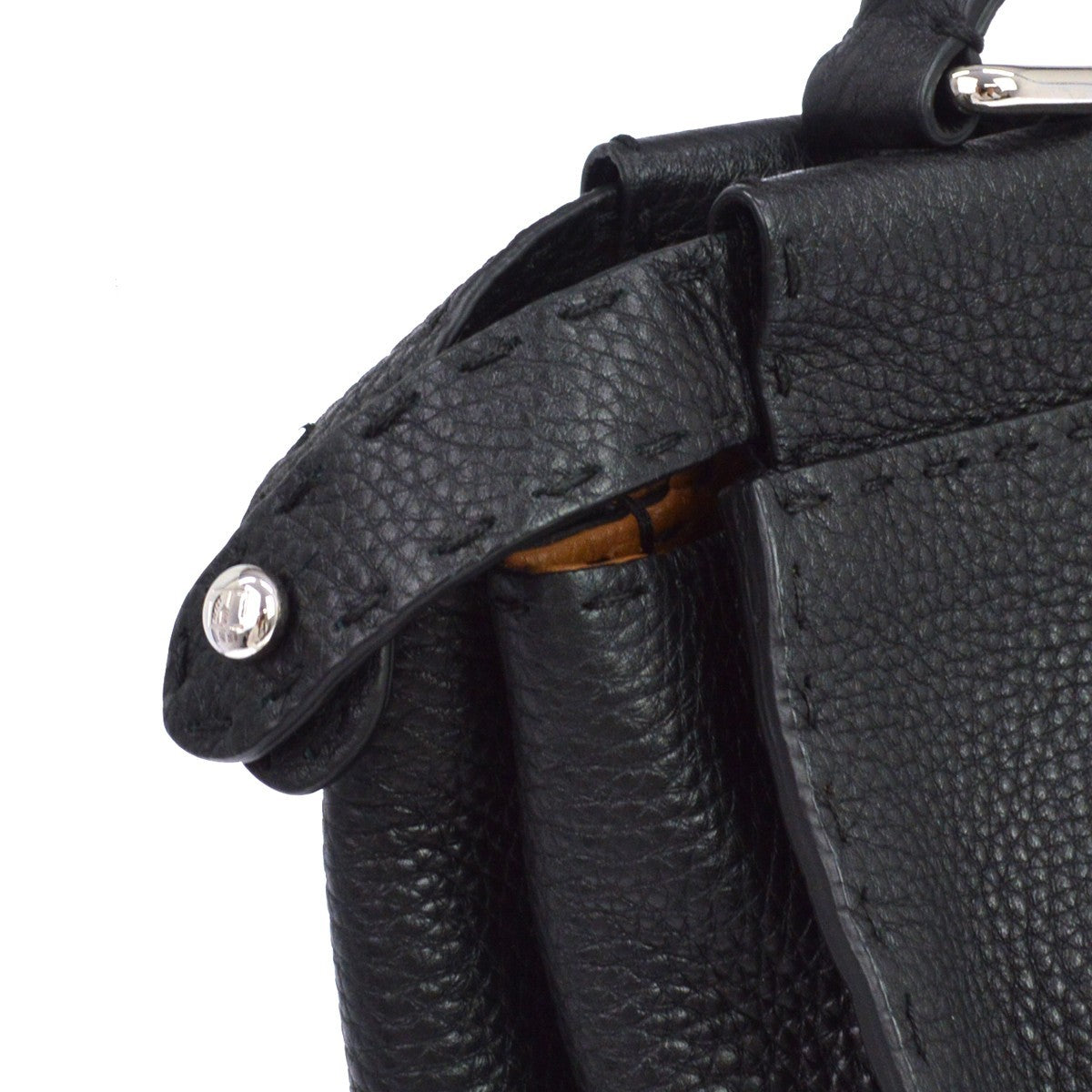 Fendi Selleria Peekaboo Leather, Black, Leather, Handbag