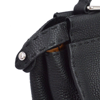 Fendi Selleria Peekaboo Leather, Black, Leather, Handbag
