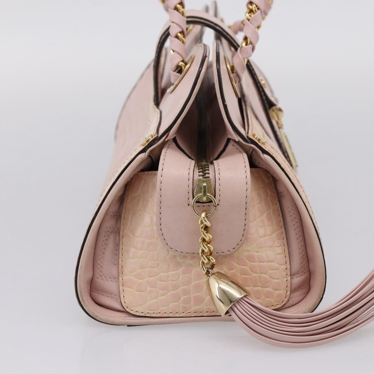 Versace Vintage Tote Leather, Pink, Leather, Tote Bag
