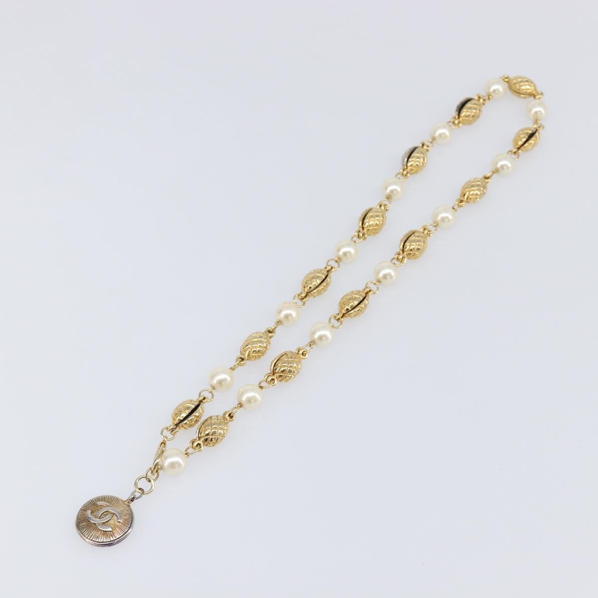 Chanel CC Necklace Faux Pearl and Metal, Gold, Metal, Necklace